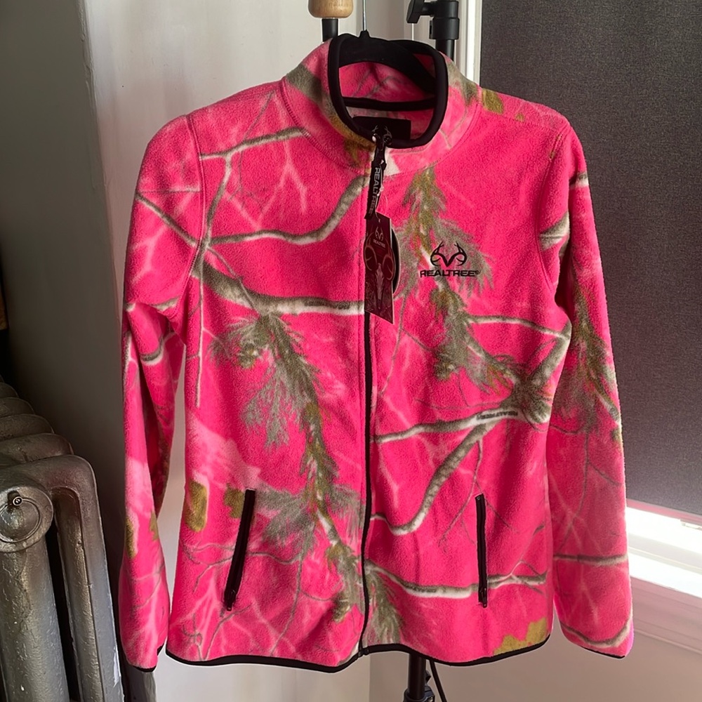 NWT Hot Pink Real Tree Zip-Up Fleece